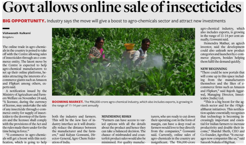Online Sale of insecticides : New trend