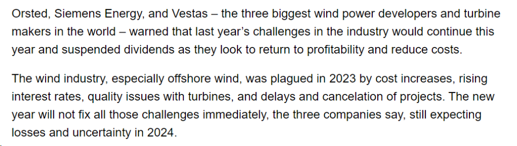 Wind power giants facing challenges